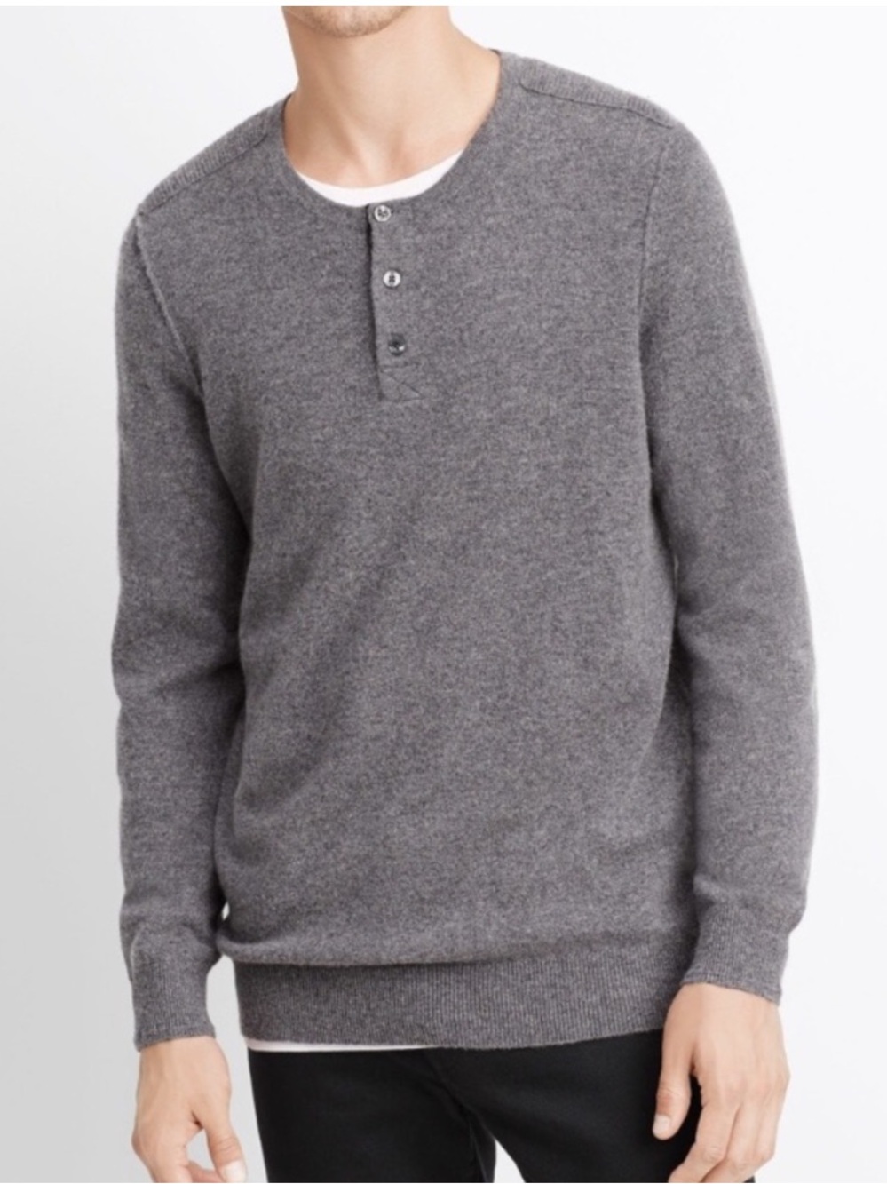 Vince Trim Fit Cashmere Wool Henley Sweater